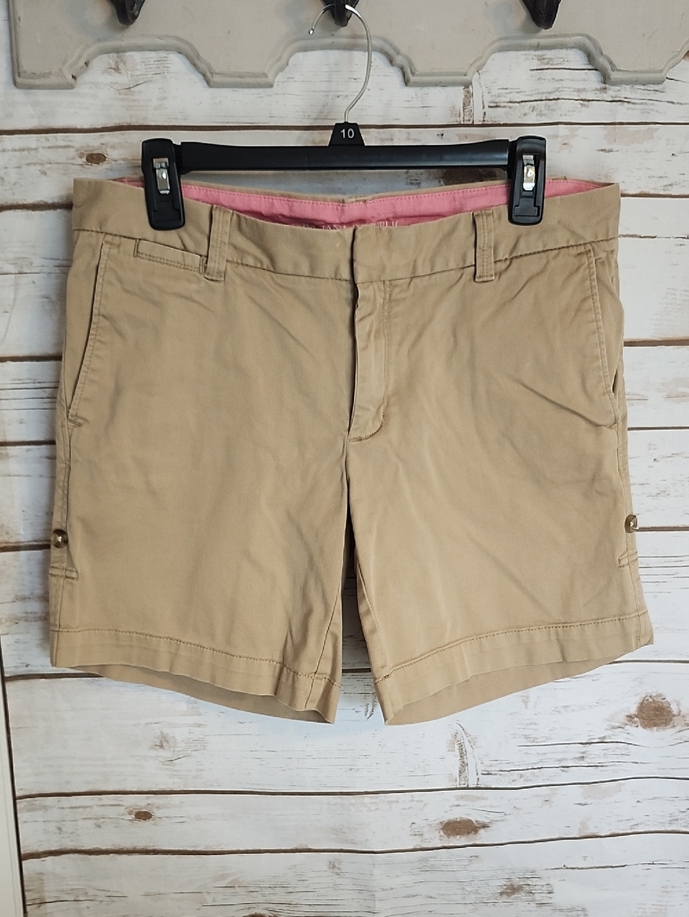 Banana Republic Khaki Shorts with Pink Waistband Size 8